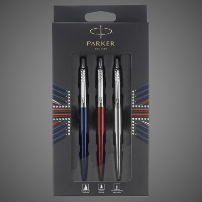 Купить Набор Parker Jotter London Trio: гелевая ручка Red CT + шариковая ручка Blue CT + карандаш Stainless Steel CT, Лаки и смолы: лак, нержавеющая сталь, 2026 г.