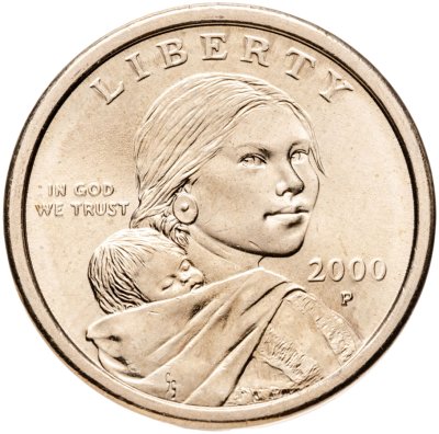 купить США 1 доллар (dollar) 2000 P Sacagawea dollar (Сакагавея доллар - парящий орёл) знак монетного двора "P" - Филадельфия