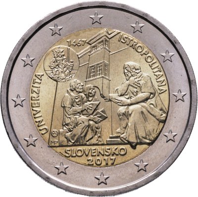 купить Словакия 2 евро (euro) 2017 "550 лет Истрополитанской академии"
