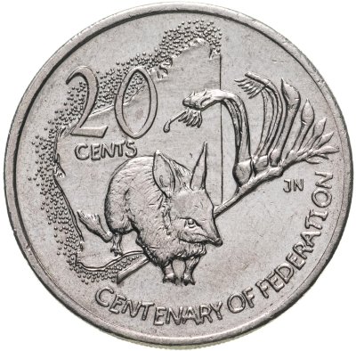 купить Австралия 20 центов 2001 "100 лет федерации - Билби"