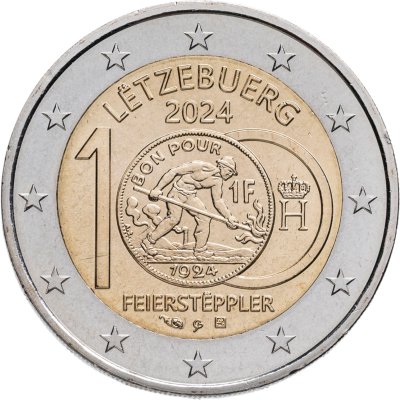 купить Люксембург 2 евро (euro) 2024 "100-летие введения в обращение монет франка с изображением Фейерштепплера"