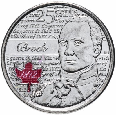 купить Канада 25 центов (cents) 2012 Война 1812 года - Генерал-майор Исаак Брок, Цветное покрытие