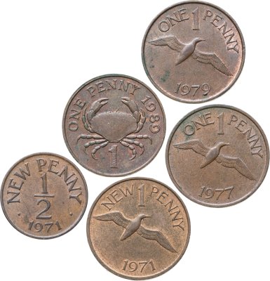 купить Гернси набор из 5 монет 1971-1989