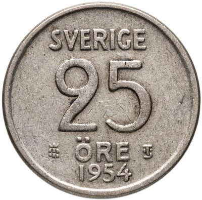 купить Швеция 25 эре (ore) 1954