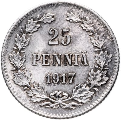купить 25 пенни (pennia) 1917 S гербовый орел без короны Российская Финляндия