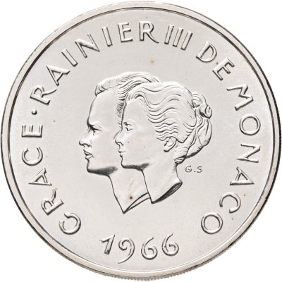 купить Монако 10 франков (francs) 1966 "10 лет свадьбе Ренье III"