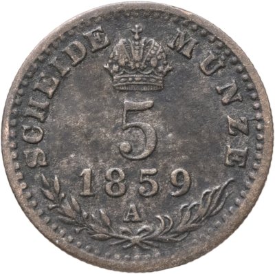 купить Австрия 5 крейцеров 1859, знак монетного двора "A" - Вена