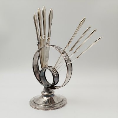 купить Набор из 8 ножей для фруктов на круглой подставке, металл, серебрение, Западная Европа, 1970-1990 гг.