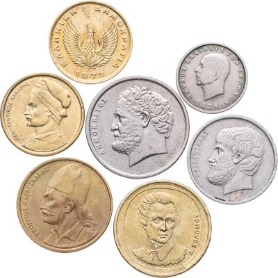 купить Греция набор из 7 монет 50 лепт, 1, 2 , 5 и 10 драхм 1954 - 1992