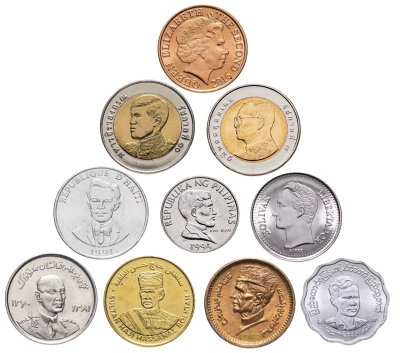 купить Набор из 10 монет c портретами: Афганистан, Бруней, Венесуэла, Гаити, Джерси, Мьянма, Пакистан, Таиланд, Турция, Филлипины