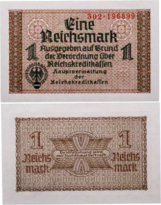 купить Германия 1 рейхсмарка (reichsmark) 1940-1945 "Немецкие оккупационные территории"