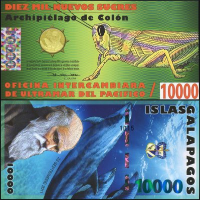 купить Галапагосские о-ва 10000 новых сукров 23.09.2011 [Пластик Pick NL] "Банкнота выпущена для коллекционеров и не является официальной денежной единицей"