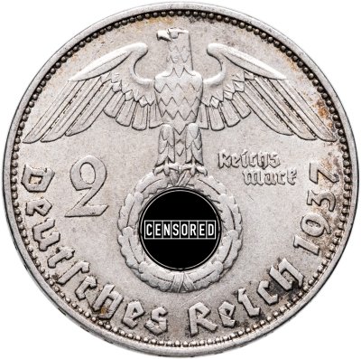 купить Германия, Третий Рейх 2 рейхсмарки 1937, знак монетного двора "D"
