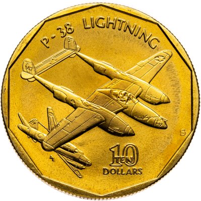 купить Маршалловы острова 10 долларов 1991 "самолет P-38 LIGHTNING"