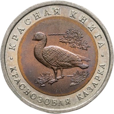купить 10 рублей 1992 ЛМД краснозобая казарка