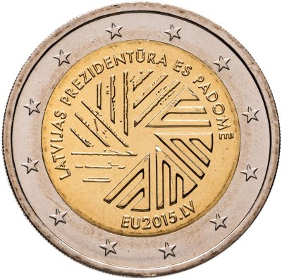 купить Латвия 2 евро 2015 "Президентство Латвии в Совете ЕС"