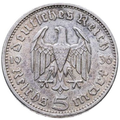 купить Германия, Третий Рейх 5 рейхсмарок (reichsmark) 1936 A Гинденбург, без свастики