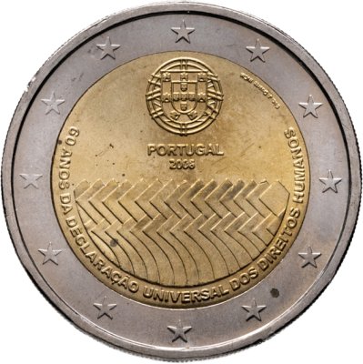 купить Португалия 2 евро (euro) 2008 "60 лет Всеобщей декларации прав человека"