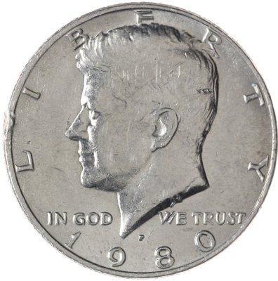 купить США 50 центов (1/2 доллара, half dollar) 1980 P Kennedy Half Dollar (Кеннеди) знак монетного двора "P" - Филадельфия