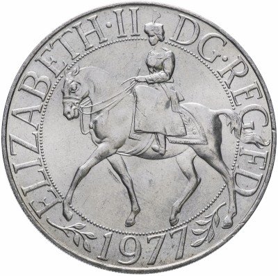 Купить Великобритания 25 новых пенсов (1 крона) 1977 "25 лет правления Елизаветы II"