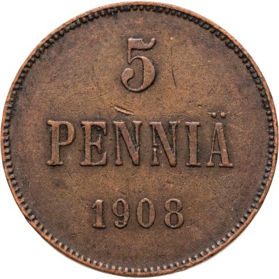 купить 5 пенни (pennia) 1908 Российская Финляндия