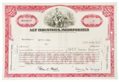 Купить Акция США ACF INDUSTRIES, INCORPORATED  ( state of New Jersey) 1972- 1977гг.