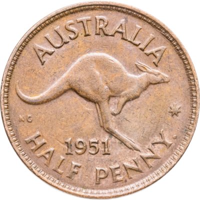 купить Австралия 1/2 пенни (penny) 1951 Точка после "PENNY"