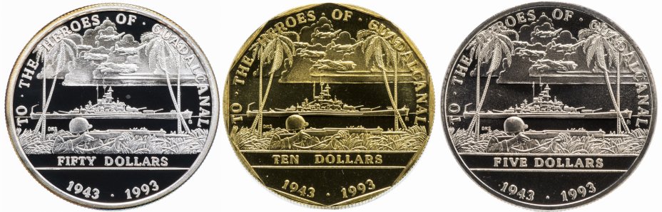 купить Маршалловы острова набор 3 монеты 1993 года Герои Северной Атлантики