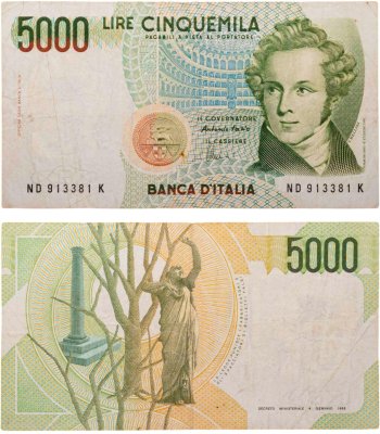 купить Италия 5000 лир 1985 (Pick 111b)