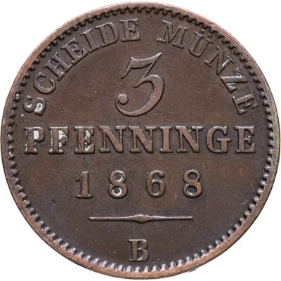 купить Пруссия 3 пфеннига 1868 B