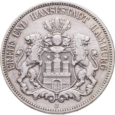 купить Германия (Гамбург) 5 марок (mark) 1876 J