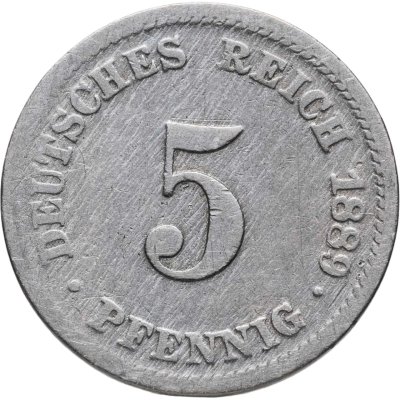 купить Германия 5 пфеннигов (pfennig) 1889 D знак монетного двора: "D" - Мюнхен