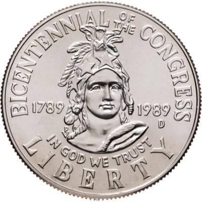 купить США 50 центов (1/2 доллара, half dollar) 1989 "200 лет Конгрессу США"