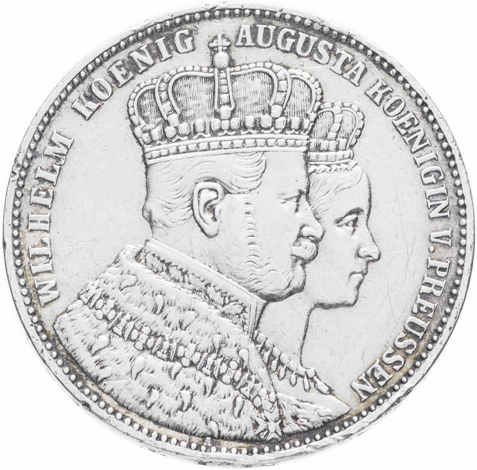 купить Пруссия 1 союзный талер 1861 "Коронация Вильгельма I и королевы Августы"
