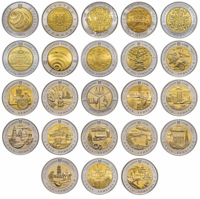 купить Украина набор из 23 монет 5 гривен 2001-2014
