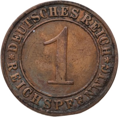 купить Германия 1 пфенниг (рейхспфенниг) 1929, знак монетного двора "A" — Берлин