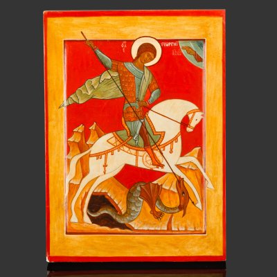 купить Икона "Святой Георгий Победоносец", дерево, темпера, Российская Федерация, 2015-2020 гг.