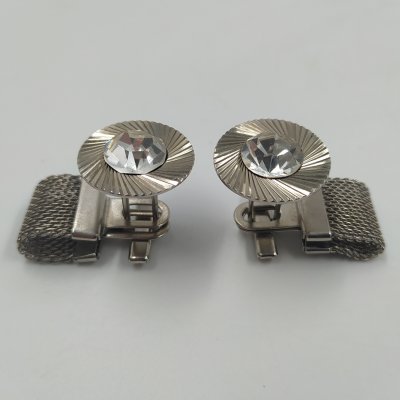 купить Запонки "Эффект" с прозрачными вставками, металл, СССР, 1970-1990 гг.