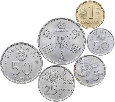 купить Испания набор монет 1980 "Чемпионат мира по футболу 1982" (6 монет)