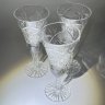 Купить Рюмки на ножках с геометрическим декором 3 шт., хрусталь, пресс, алмазная грань, СССР, 1970-1990 гг.