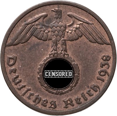 купить Германия, Третий рейх 1 рейхспфенниг (reichspfennig) 1938, знак монетного двора: "A" - Берлин