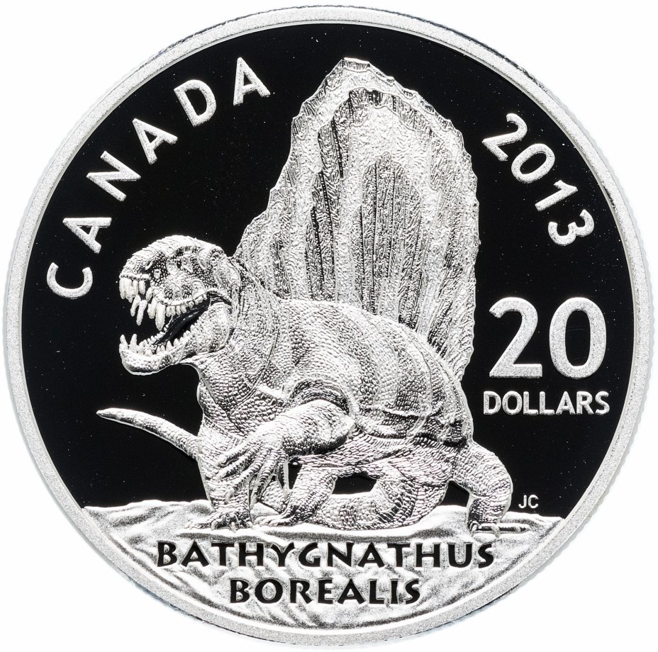 купить Канада 20 долларов 2013 "Канадские Динозавры - Батигнат" в футляре, с сертификатом