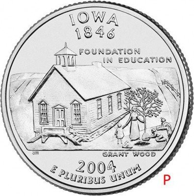 Купить США 25 центов (квотер) 2004 P — штат Айова