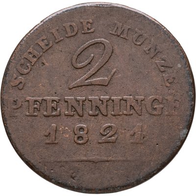 купить Германия, Пруссия 2 пфеннига 1821