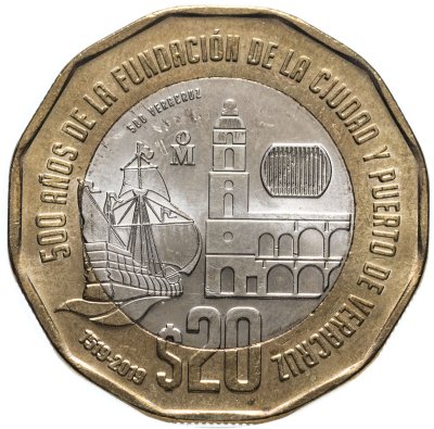 купить Мексика 20 песо 2019 "500 лет основанию порта Веракрус"