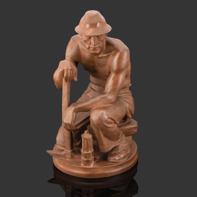 купить Скульптура "Шахтер", скульптор Paul Berger (Поль Бергер), фарфор, бёттгеровский (яшмовый), Meissen (Мейсенский фарфор), Германия, 1943 г.