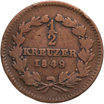 купить Германия, Баден 1/2 крейцера 1849