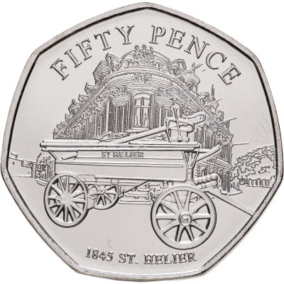 купить Джерси 50 пенсов (pence) 2024 "История Пожарных Бригад - 1845 Сент-Хельер"