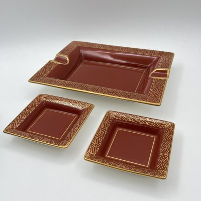 купить Набор пепельниц (большая и 2 маленькие), серия "Сhateau collection", рисунок "Kimono", фарфор, золочение, Villeroy & Boch, Германия, 1990-2010 гг.