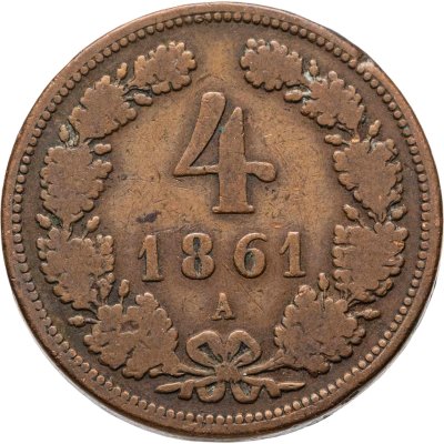 купить Австрия 4 крейцера (kreuzer) 1861, знак монетного двора "A" - Вена
